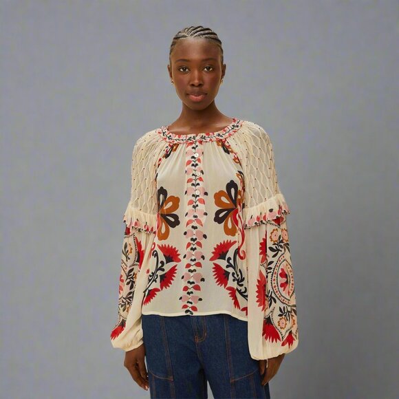 FARM Rio cream Cashew Mandala blouse, size M, NEW WITH TAGS! - Picture 3 of 3